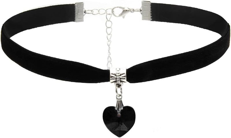 ISCASSE Black Choker Necklaces for Woman Love Heart Choker Necklace Adjustable Velvet Choker Soft Collar Chain Red Heart Necklace Halloween Cosplay Party - Image 1